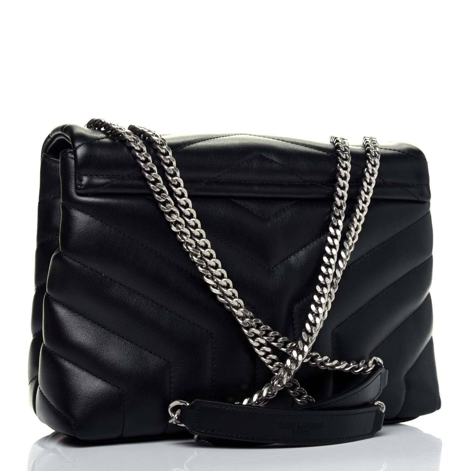 Saint Laurent Calfskin Y Quilted Monogram Small Loulou Chain Satchel Black 4 of 15