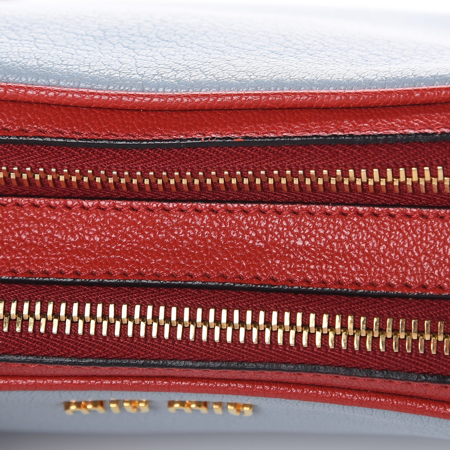 Goatskin Madras Double Zip Crossbody Bag Rosso Cielo