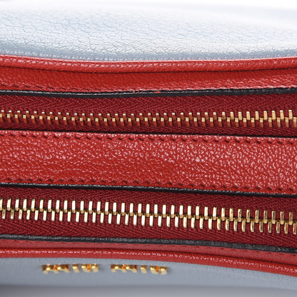 Miu Miu Goatskin Madras Double Zip Crossbody Bag Rosso Cielo 11 of 13