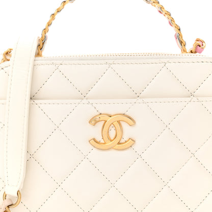 Chanel Shiny Calfskin Quilted Top Handle Vanity Case White 8 of 13