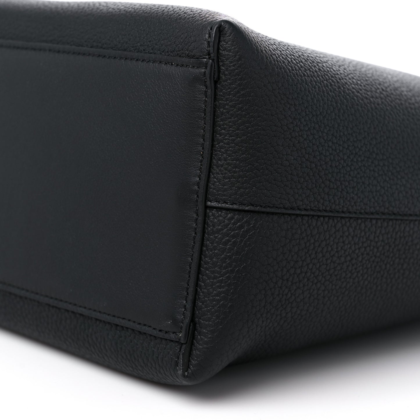 Grained Calfskin Small Anagram Tote Black