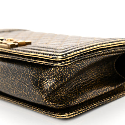 Chanel Cracked Metallic Calfskin Quilted Medium Boy Flap Gold 10 of 11