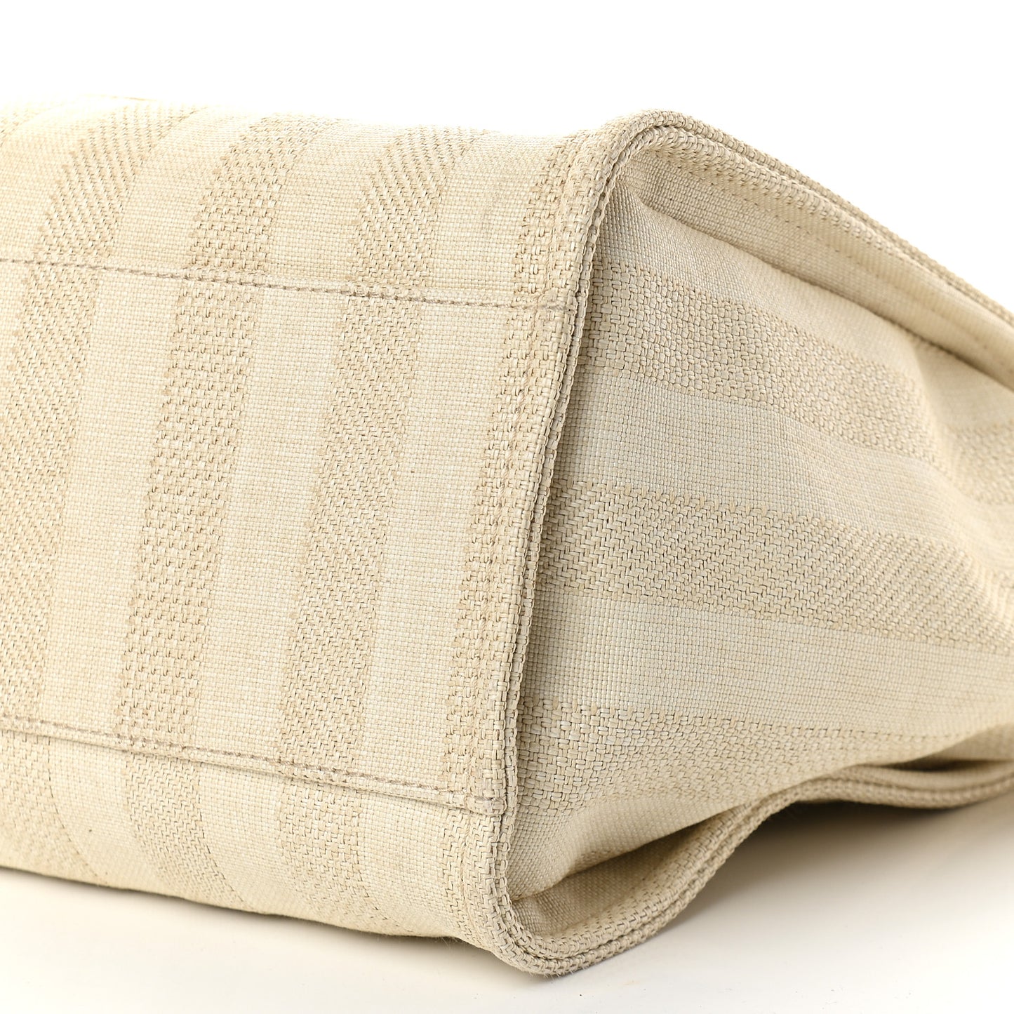 Mixed Fibers Striped Medium Deauville Tote Beige