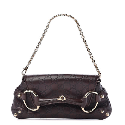Gucci Guccissima Small Horsebit Chain Clutch Chocolate 1 of 12