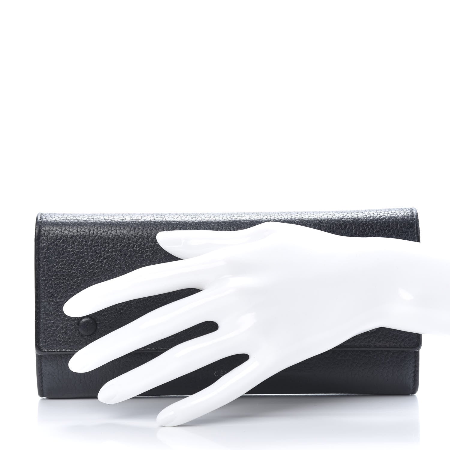 Celine Drummed Calfskin Large Multifunction Flap Wallet Black 2 of 12