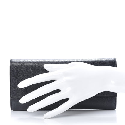 Celine Drummed Calfskin Large Multifunction Flap Wallet Black 2 of 12