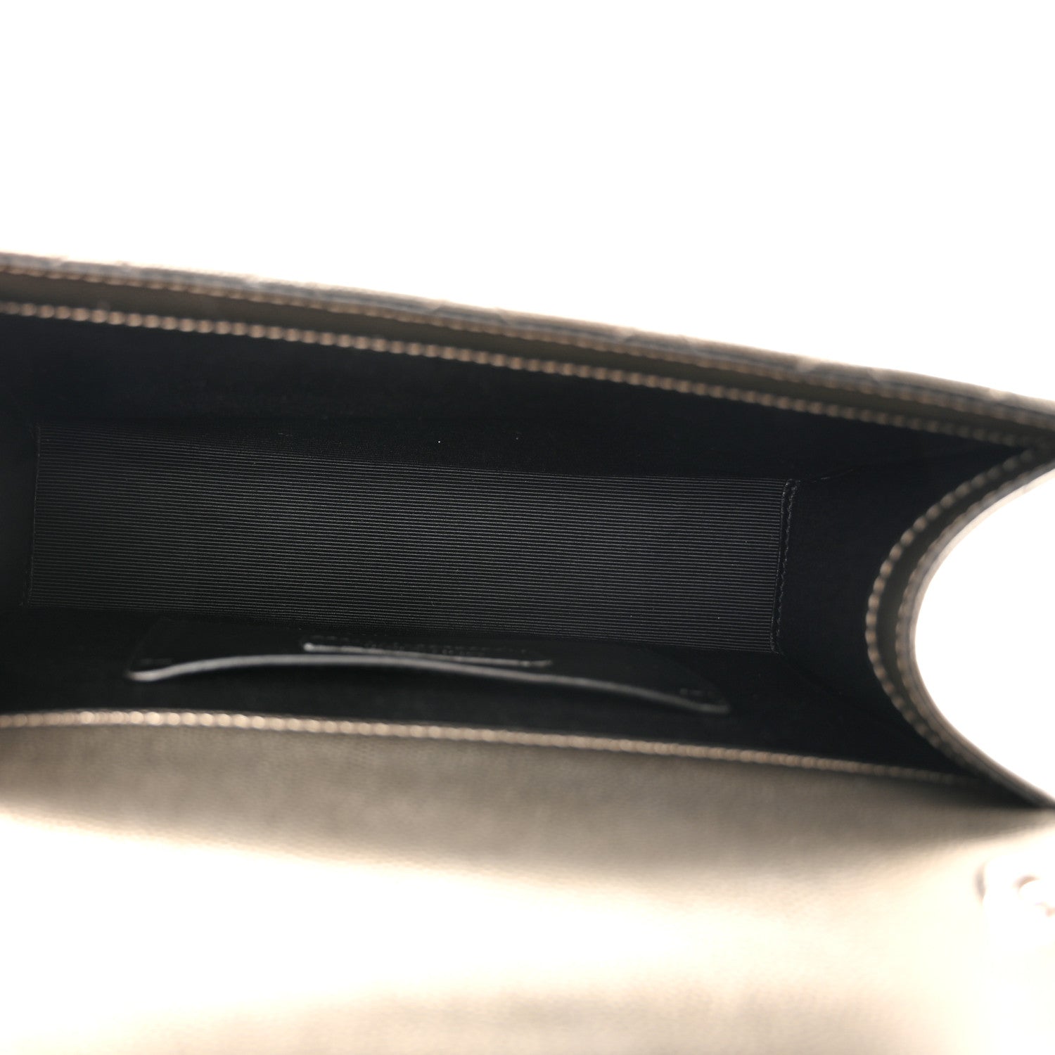 Saint Laurent Metallic Grain De Poudre Textured Mixed Matelasse Triquilt Small Monogram Satchel Piombo 5 of 9