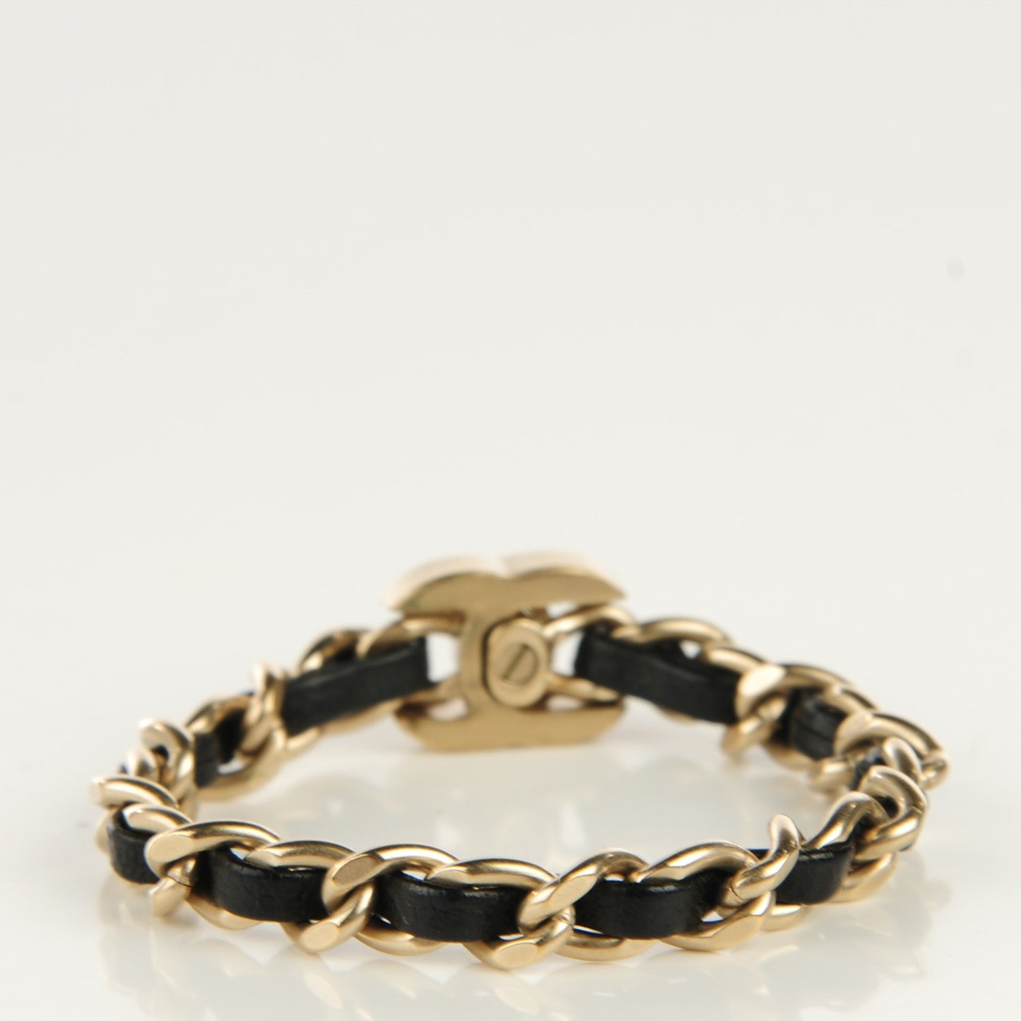 Lambskin CC Turnlock Chain Bracelet Black Gold