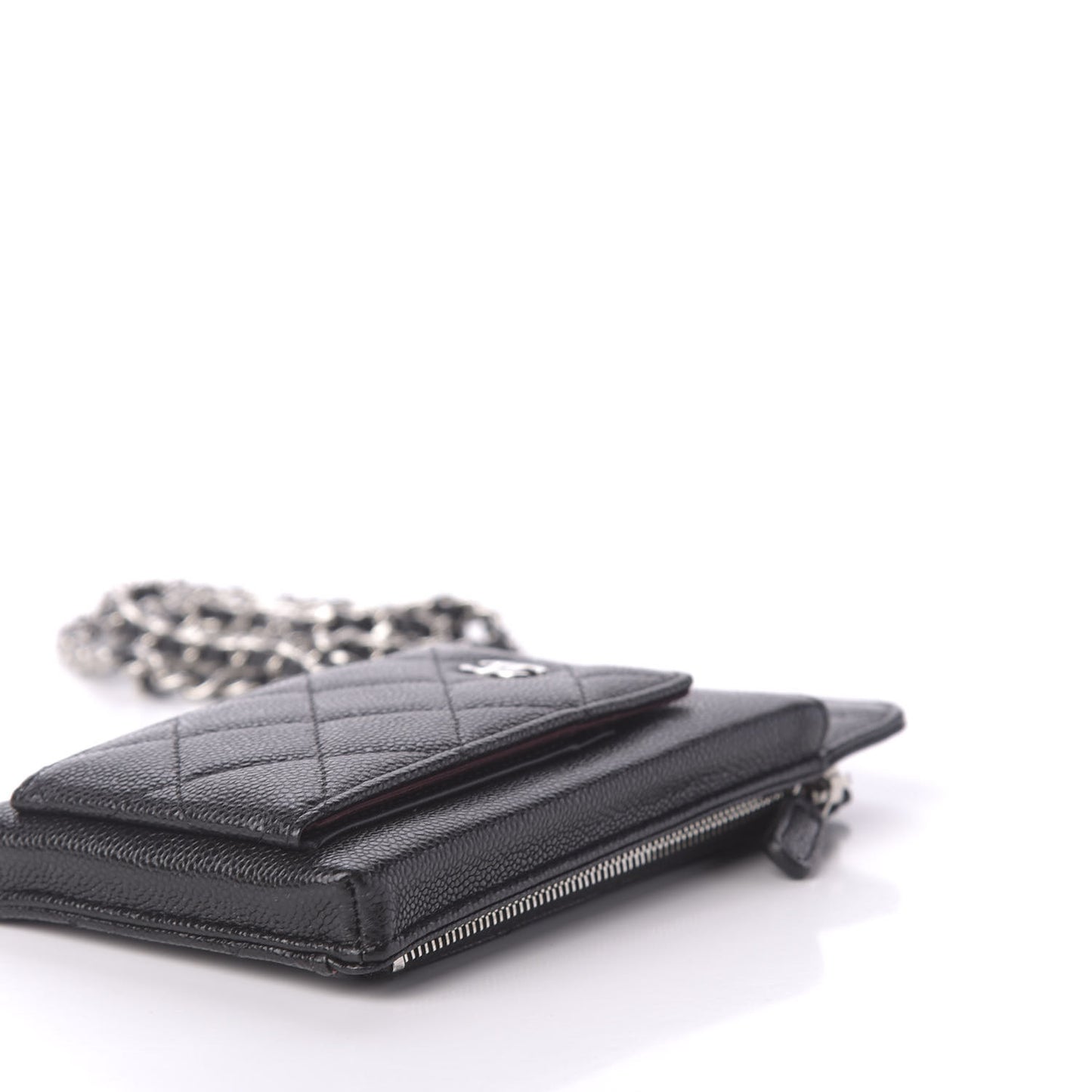 Caviar Quilted Zip Phone Case Black