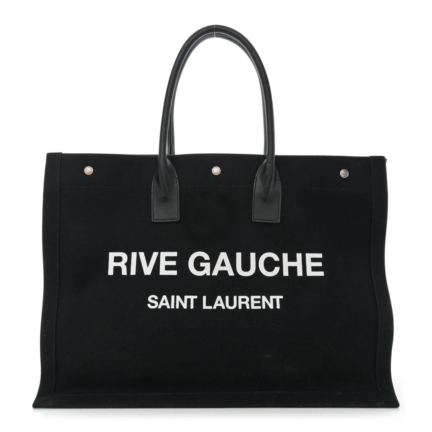 Linen Calfskin Rive Gauche Tote Black