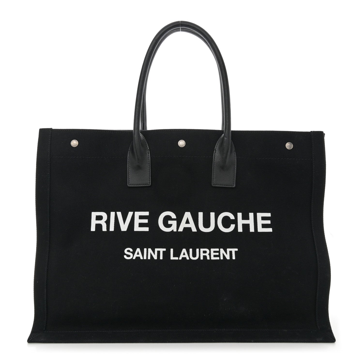 Saint Laurent Linen Calfskin Rive Gauche Tote Black 1 of 12