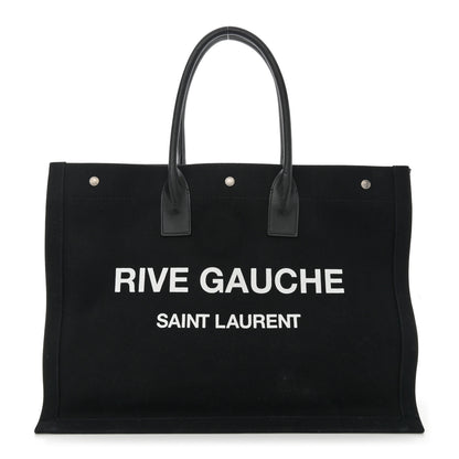 Saint Laurent Linen Calfskin Rive Gauche Tote Black 1 of 12