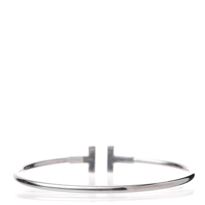 Tiffany 18K White Gold Diamond T Wire Bracelet 3 of 7