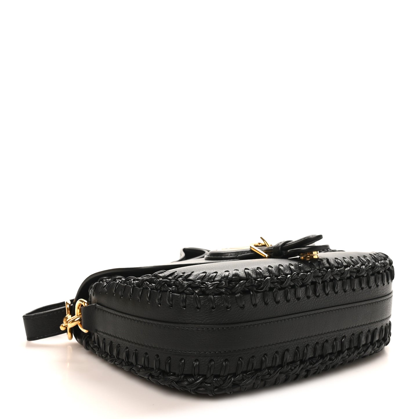 Grained Calfskin Medium Whipstitched Bobby Bag Black
