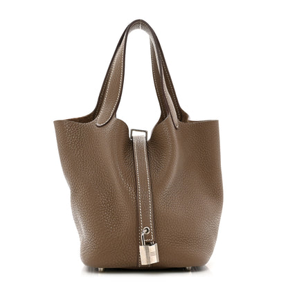 Hermes Taurillon Clemence Picotin Lock 18 PM Etoupe 1 of 9