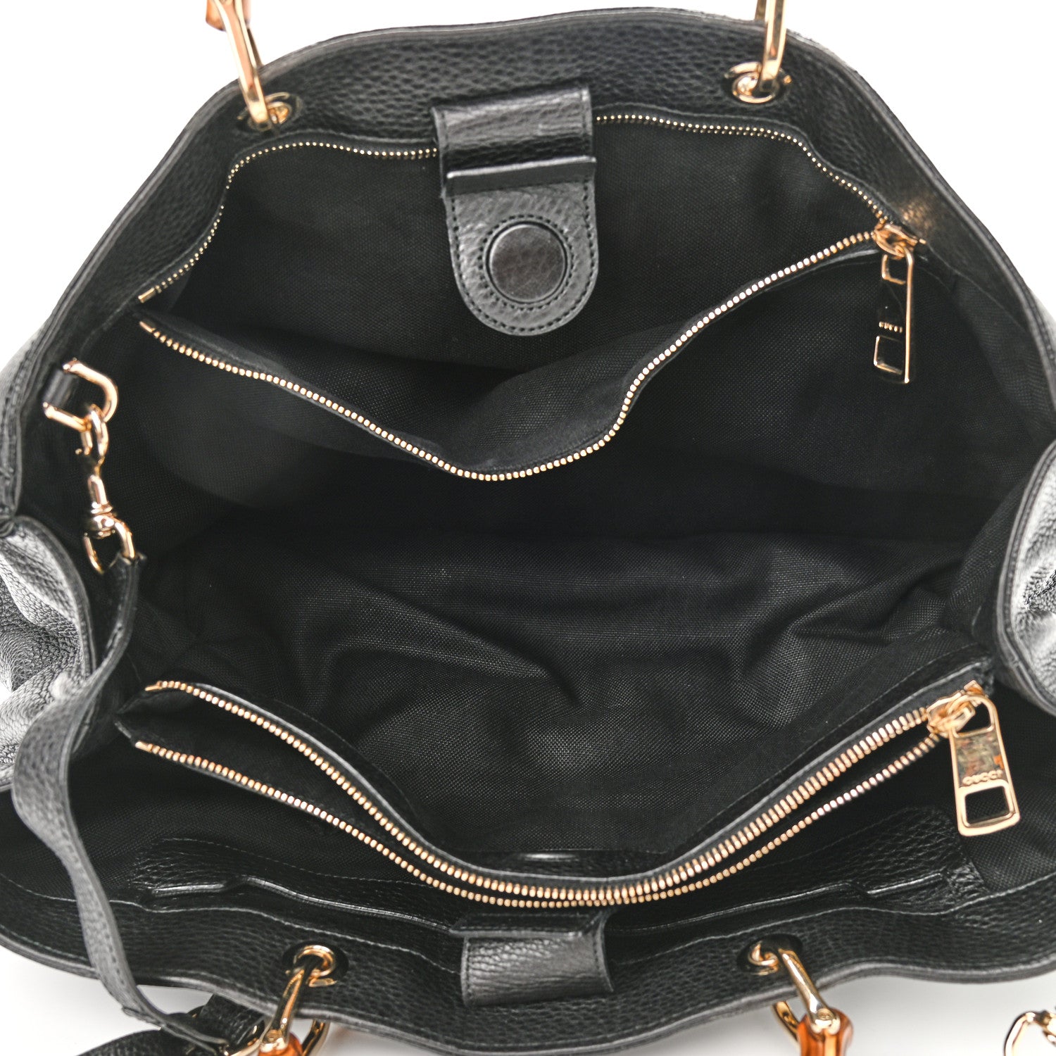 Gucci Calfskin Large Bamboo Shopper Tote Black 4 of 9