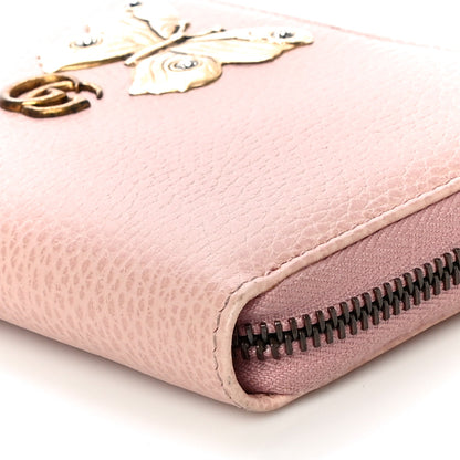 Gucci Calfskin Butterfly Farfalla Zip Around Wallet Perfect Pink 9 of 13