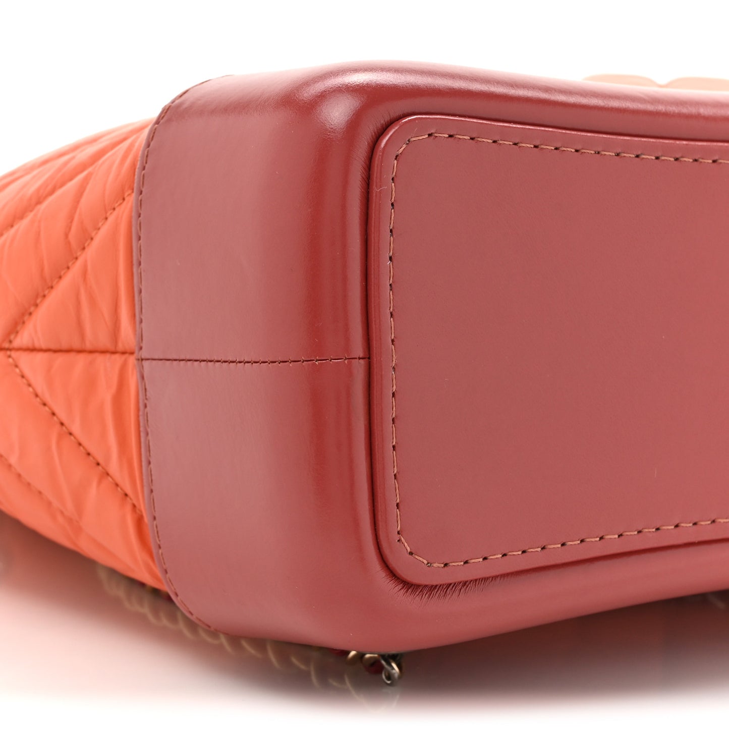 Aged Calfskin Chevron Quilted Small Gabrielle Backpack Dark Red Orange