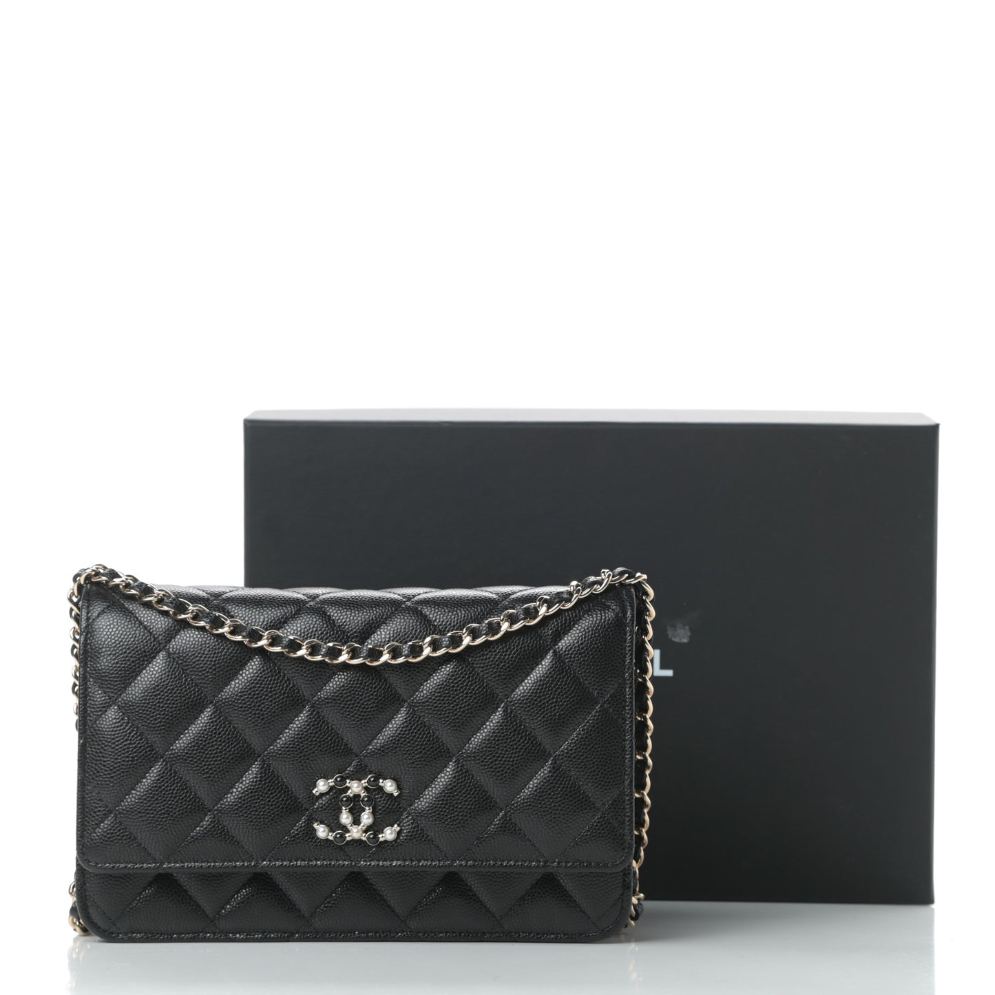 Caviar Quilted Coco Candy Wallet On Chain WOC Black