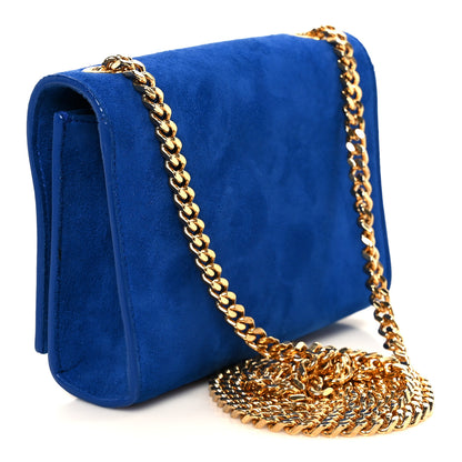 Saint Laurent Suede Small Classic Monogram Kate Tassel Satchel Blue 3 of 11