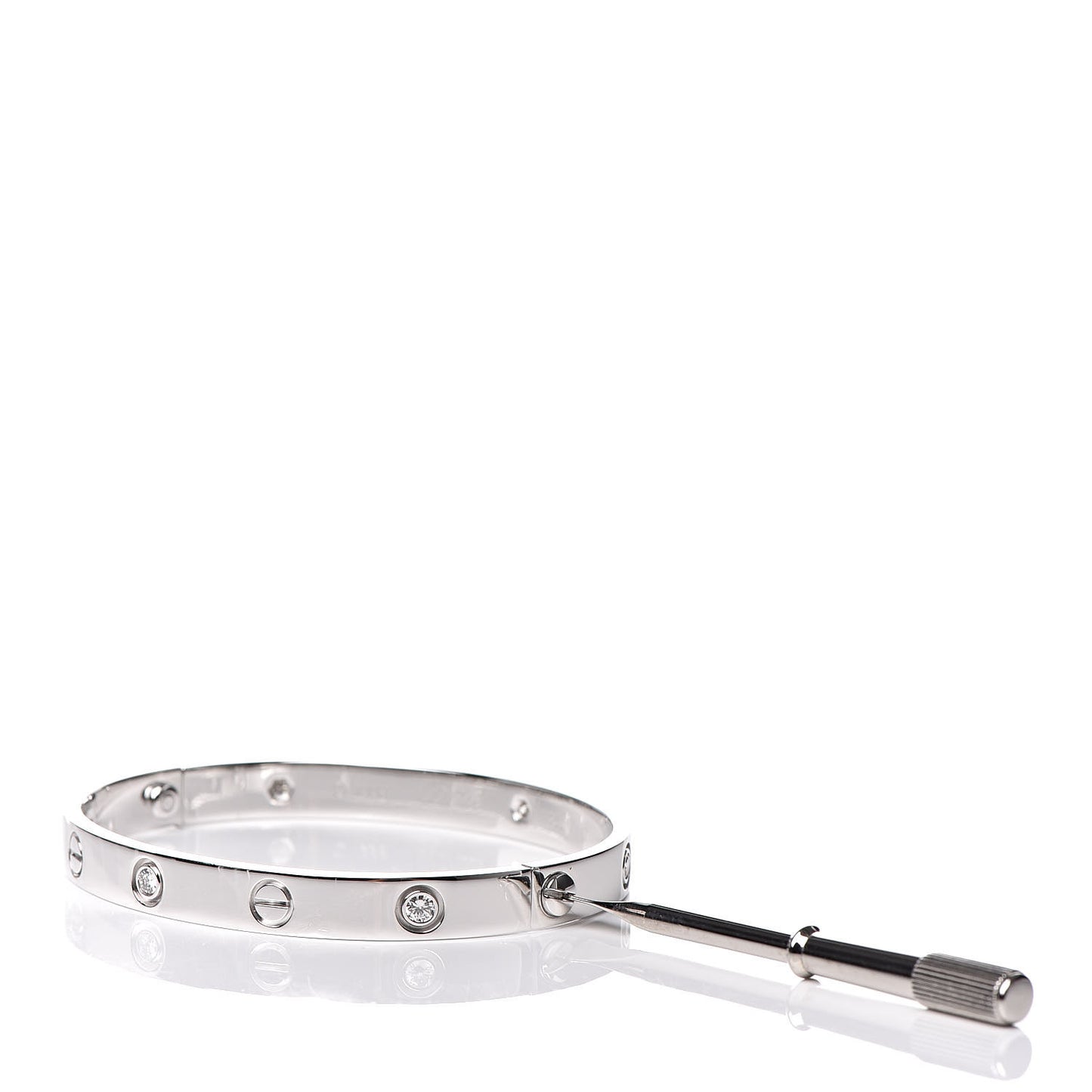 18K White Gold 6 Diamond LOVE Bracelet 17