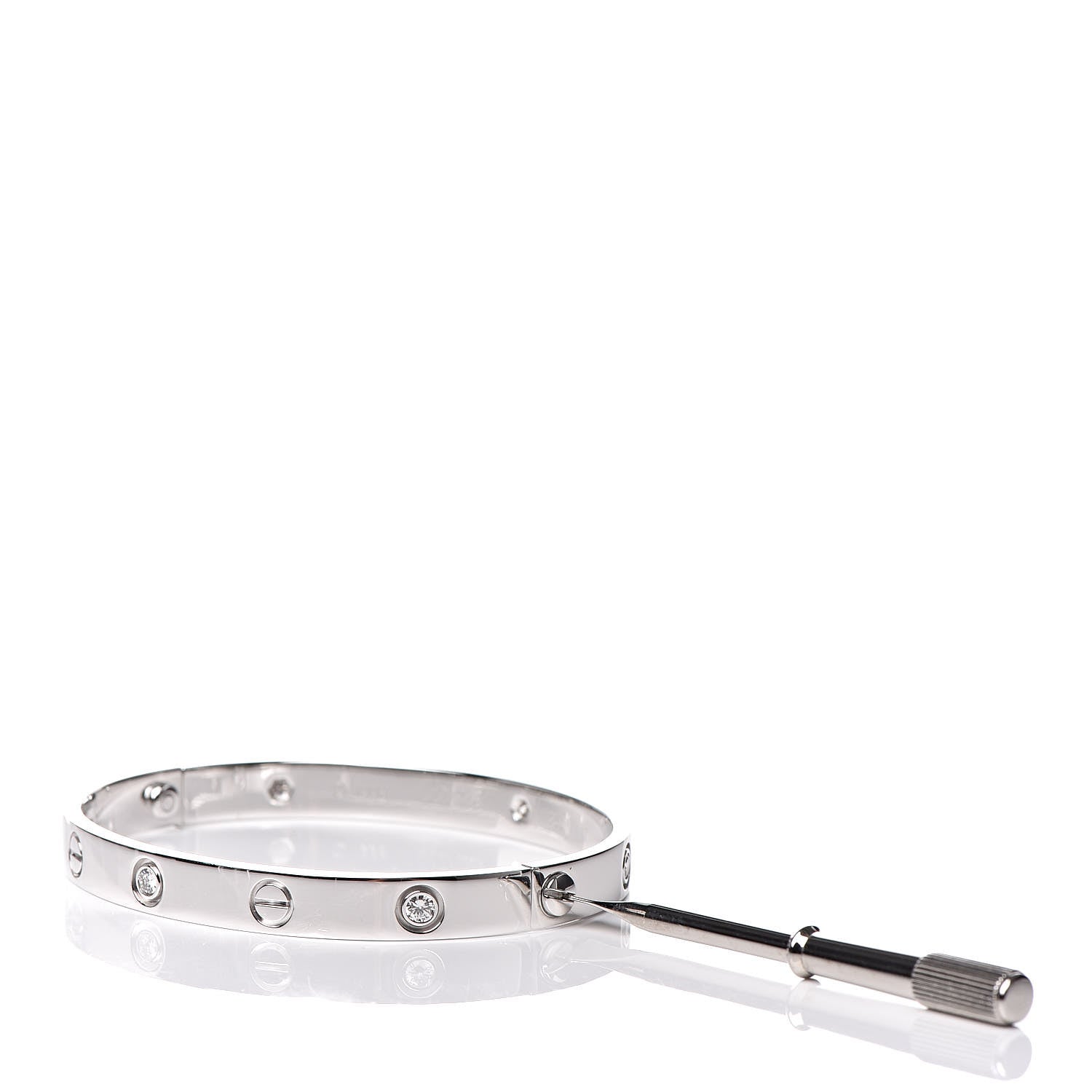 Cartier 18K White Gold 6 Diamond LOVE Bracelet 17 6 of 6