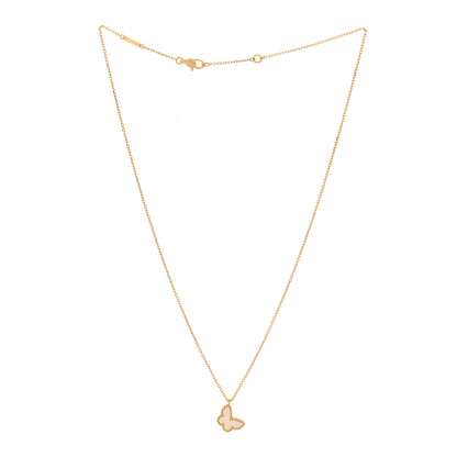 Van Cleef & Arpels 18K Yellow Gold Mother of Pearl Sweet Alhambra Butterfly Pendant Necklace 3 of 7