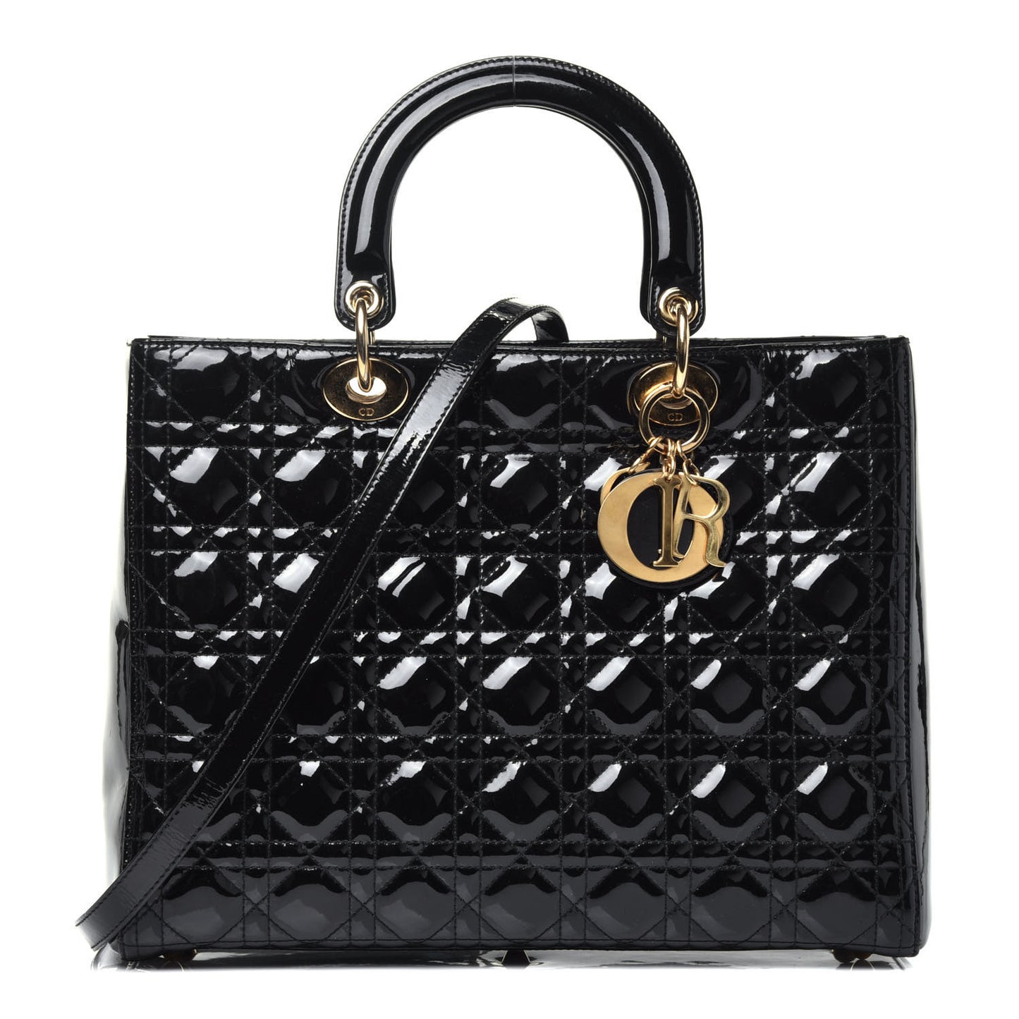 Patent Cannage Large Lady Dior Black