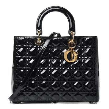 Christian Dior Patent Cannage Large Lady Dior Black 1 of 10