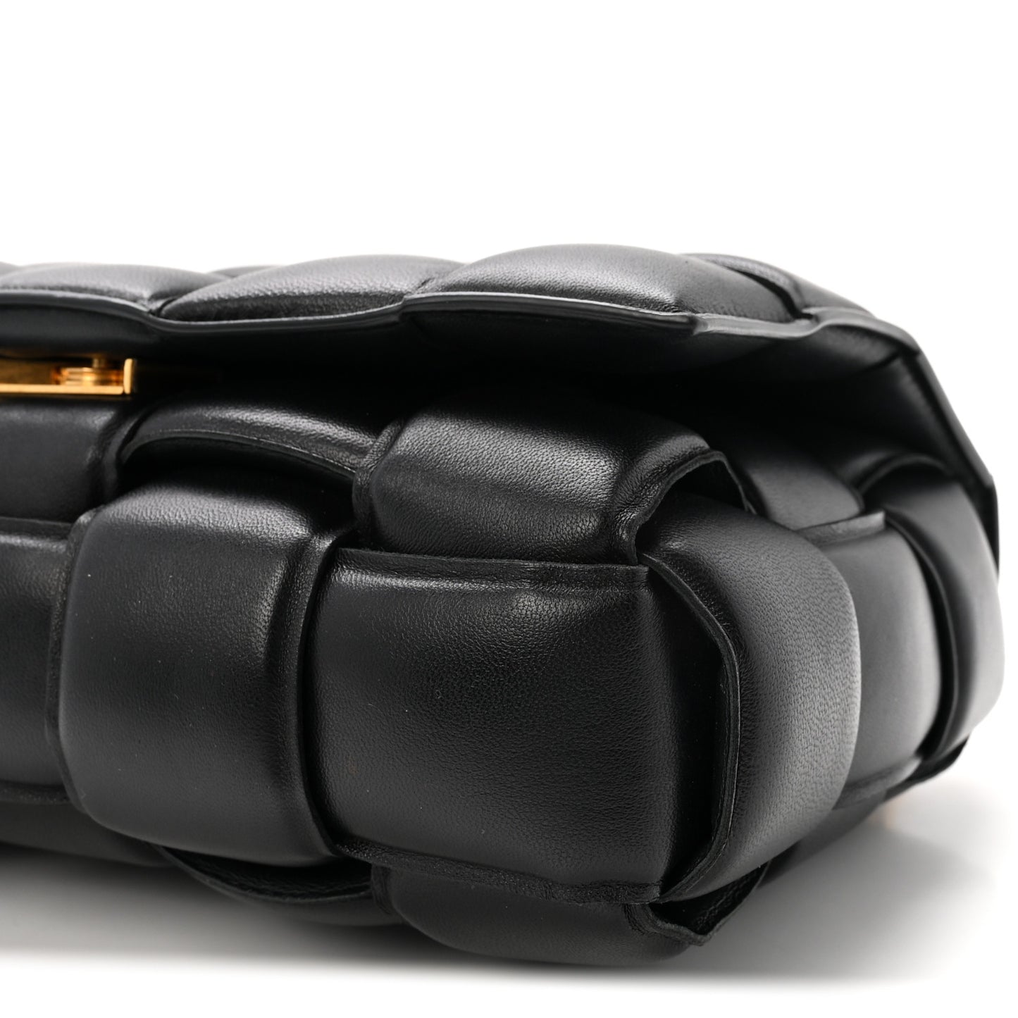 Lambskin Maxi Intreccio Padded Chain Cassette Crossbody Bag Black