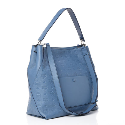 MCM Calfskin Ottomar Monogram Large Klara Hobo Luft Blue 4 of 11