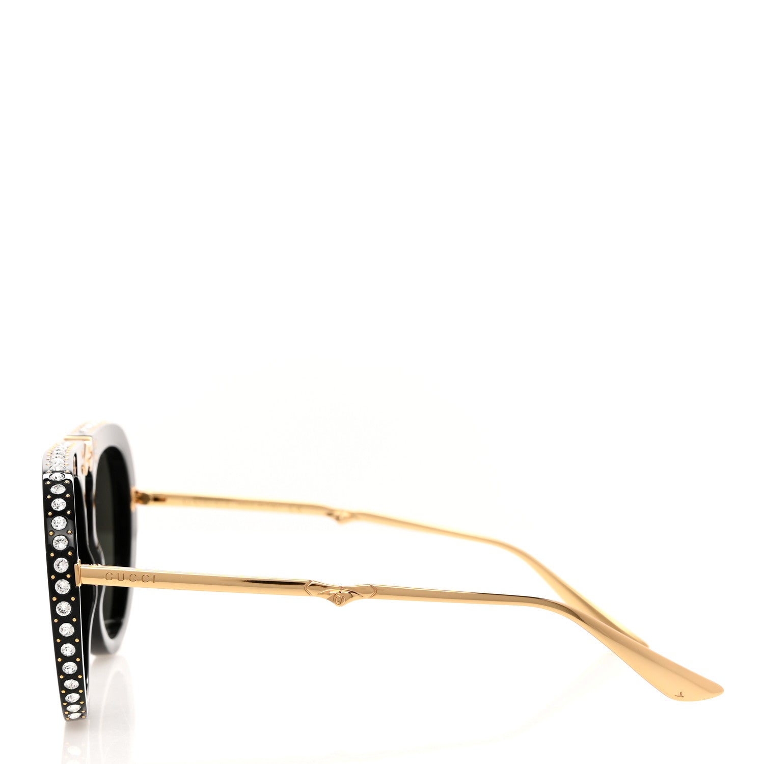 Gucci Acetate Crystal Foldable Aviator Sunglasses GG0307S Black 4 of 9