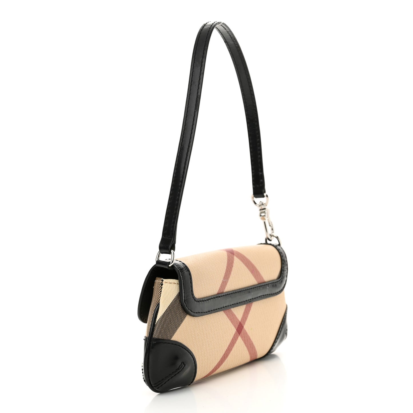 Nova Check Patent Calfskin Flap Shoulder Bag Black