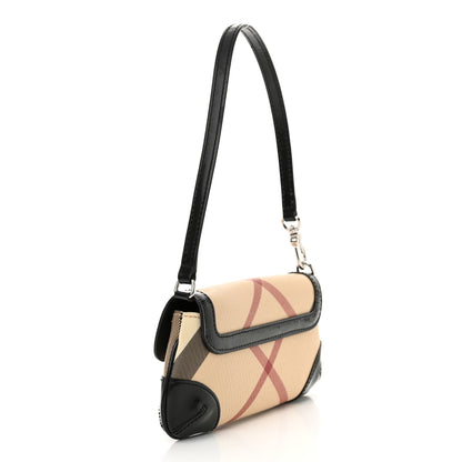 Burberry Nova Check Patent Calfskin Flap Shoulder Bag Black 3 of 13