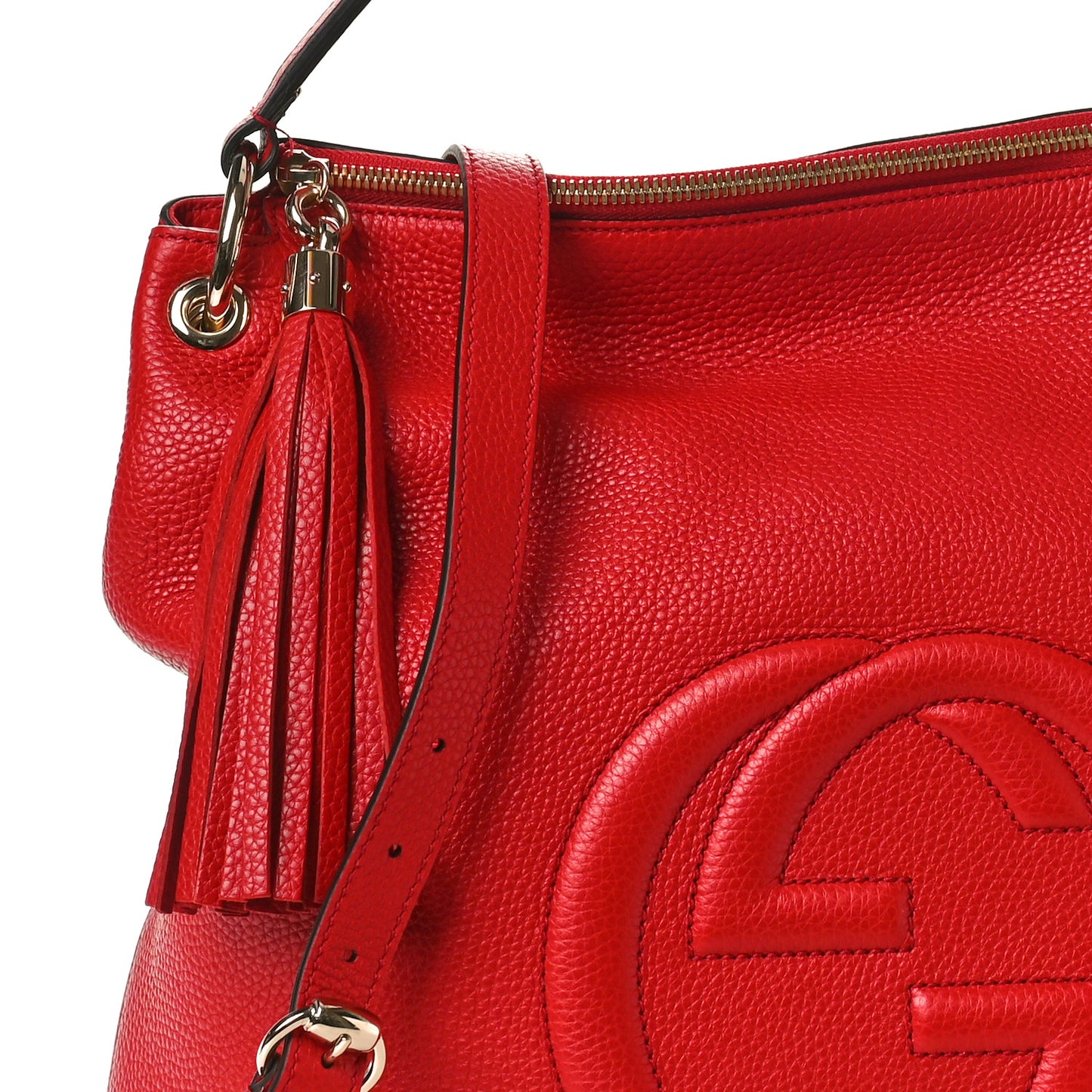 Pebbled Calfskin Large Soho Hobo Tabasco Red