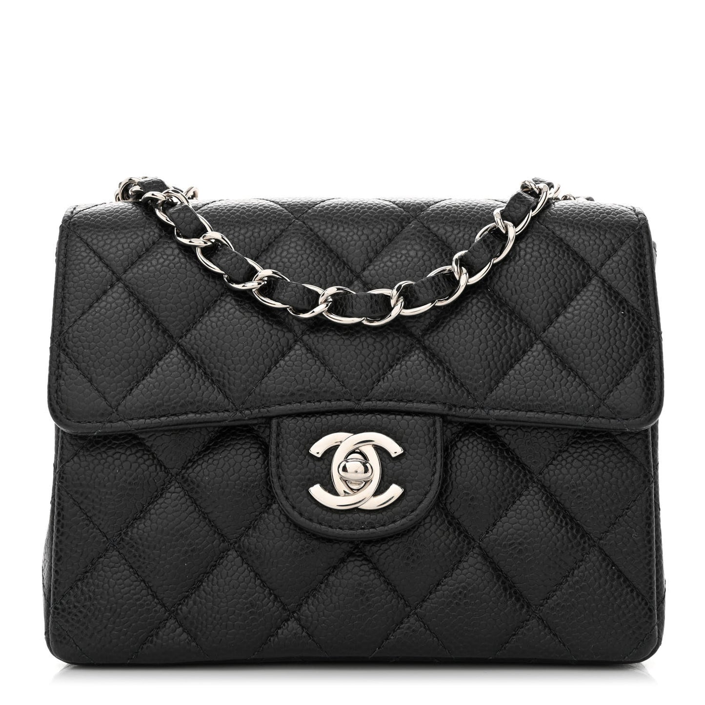Caviar Quilted Mini Square Flap Black