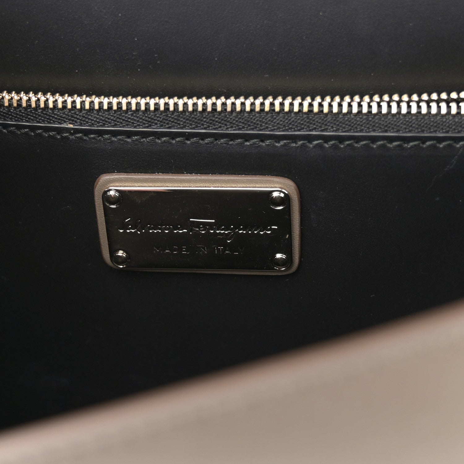 Salvatore Ferragamo Calfskin Studded Vara Bow Bag Taupe 6 of 10