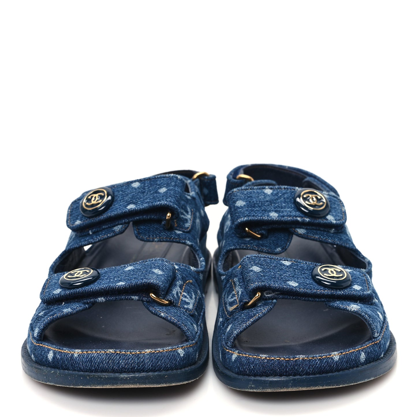 Printed Denim CC Dad Sandals 38 Dark Blue