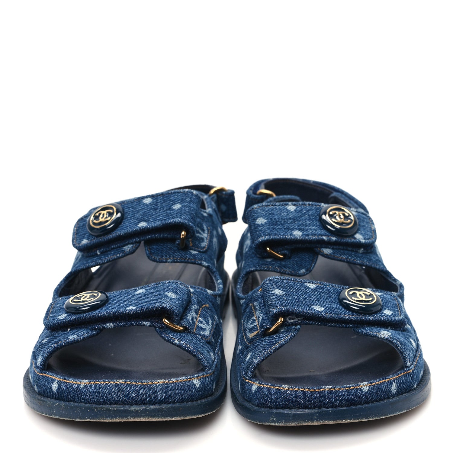 Chanel Printed Denim CC Dad Sandals 38 Dark Blue 3 of 10