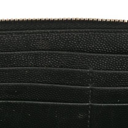 Saint Laurent Grain De Poudre Matelasse Chevron Monogram Zip Around Wallet Black 8 of 11