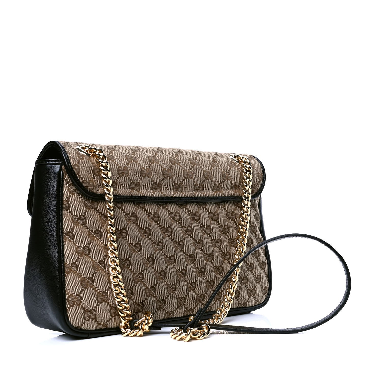 Monogram Azalea Calfskin Matelasse Diagonal Medium GG Marmont Shoulder Bag Beige Ebony Black