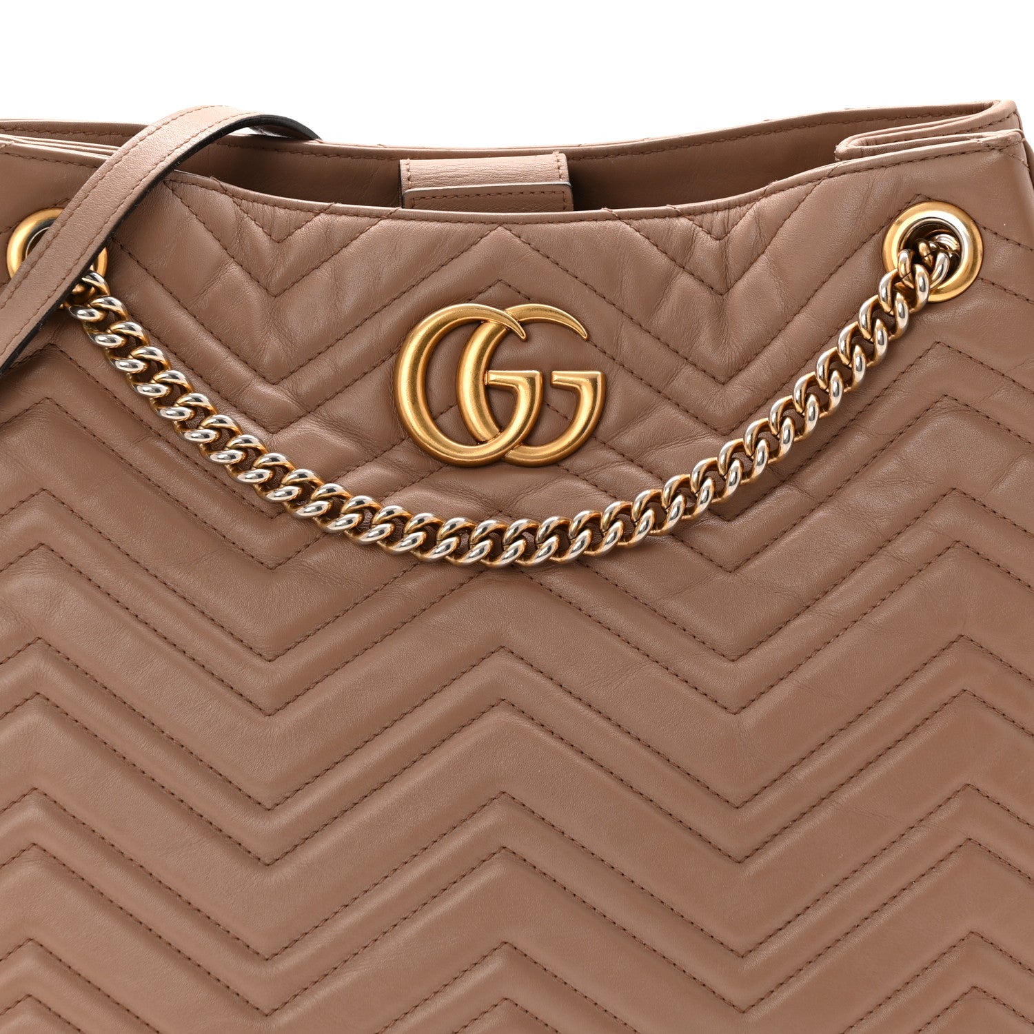Gucci Calfskin Matelasse Medium GG Marmont Shoulder Tote Bag