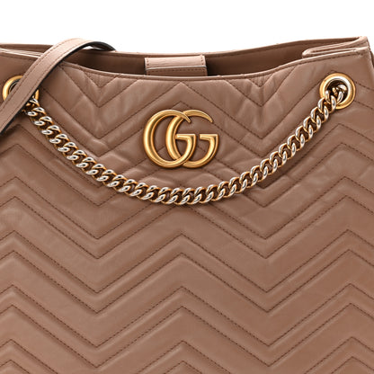Gucci Calfskin Matelasse Medium GG Marmont Shoulder Tote Bag Porcelain Rose 8 of 10