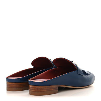 Hermes Goatskin Rivoli Mules 38.5 Bleu Maritime 5 of 10