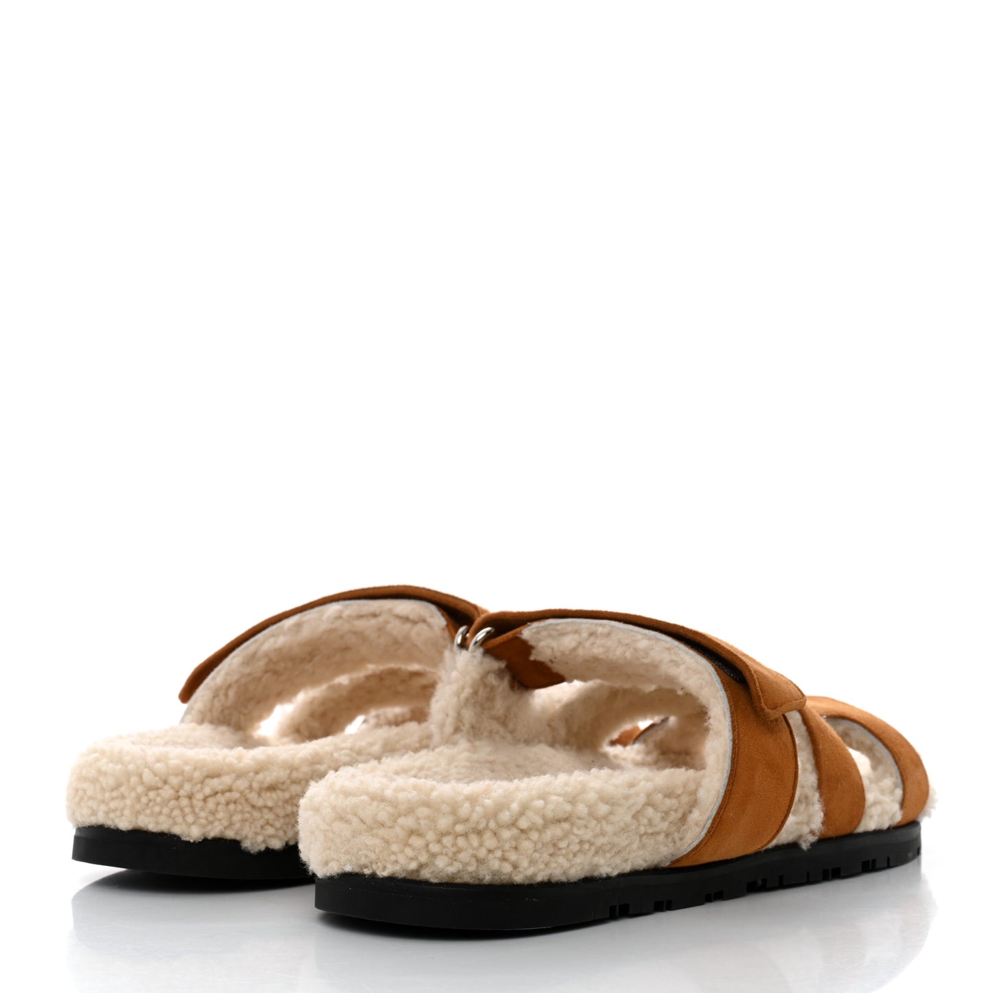 Suede Goatskin Woolskin Womens Chypre Sandals 38 Brun Fume Ecru