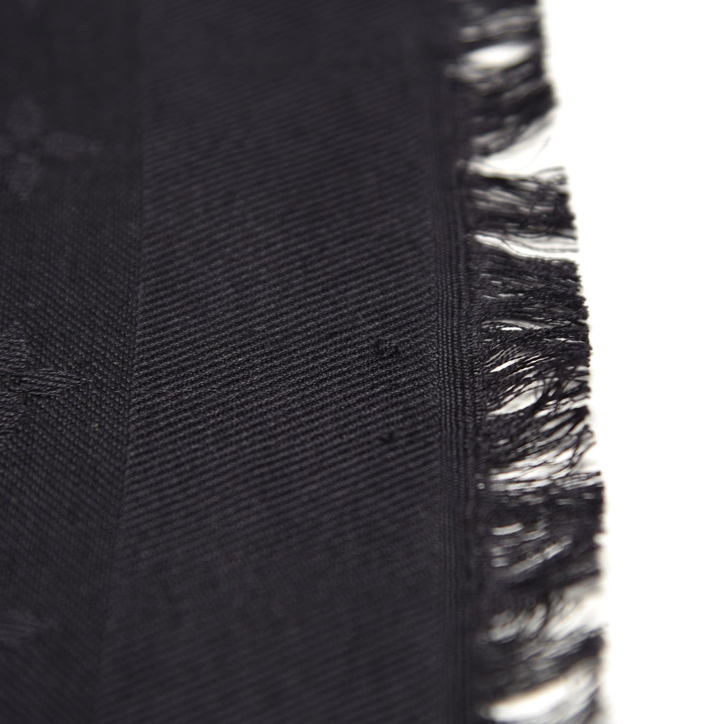 Wool Silk Monogram Shawl Black