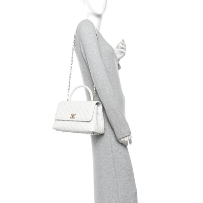 Chanel Caviar Quilted Small Coco Handle Flap White 2 of 11