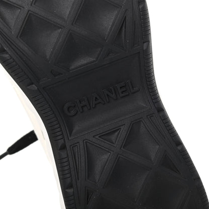 Chanel Velvet Calfskin Mixed Fibers CC Sneakers 38.5 Ivory Black 9 of 11