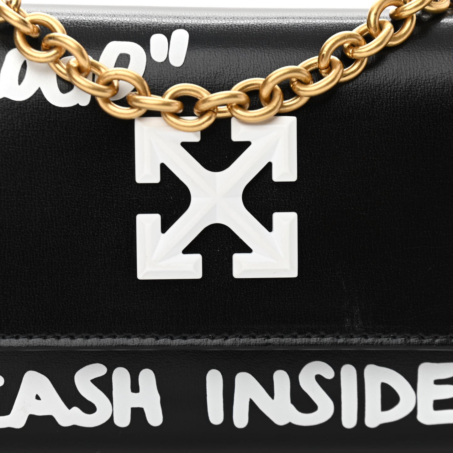 Calfskin Jitney Logo Flap Wallet On Chain Black