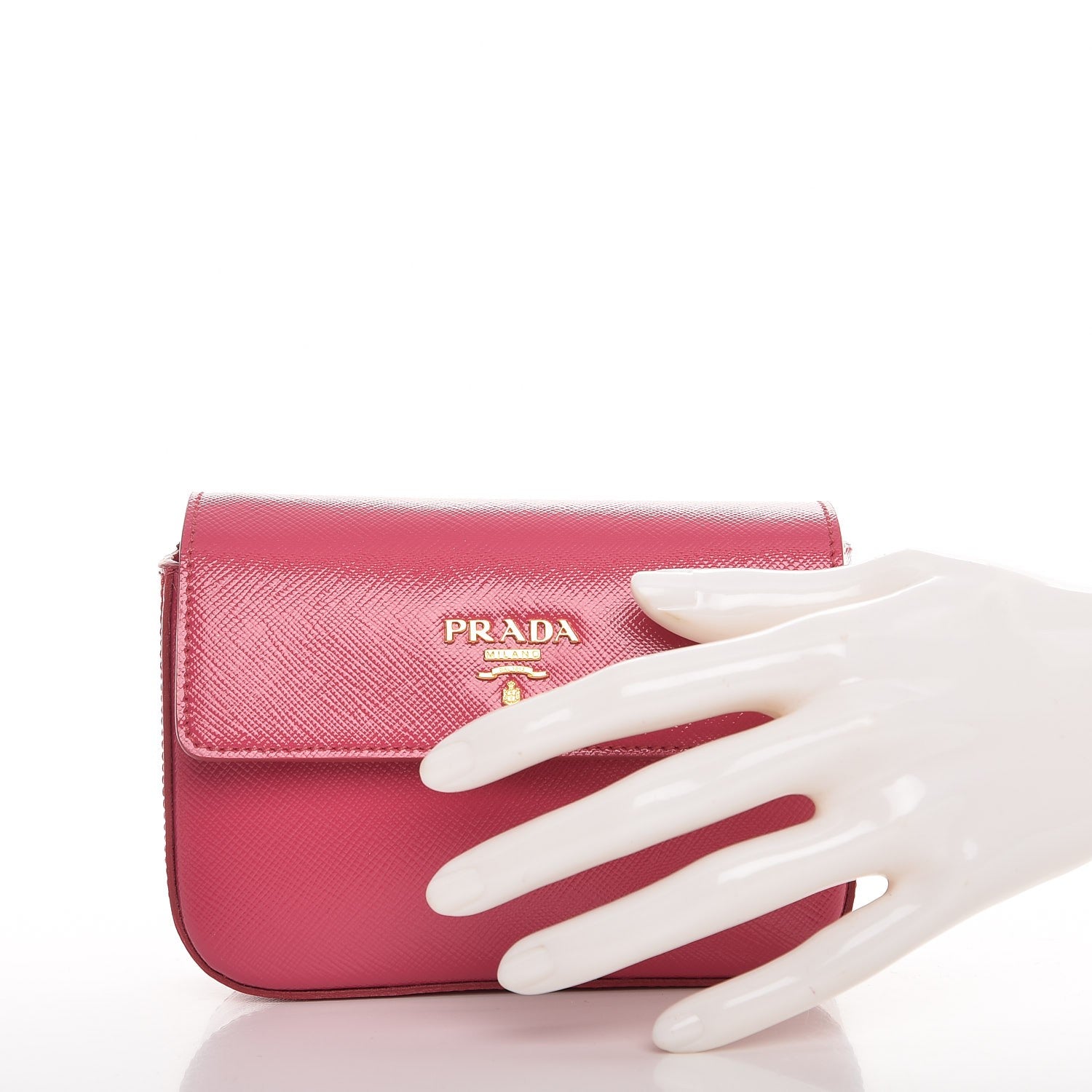 Prada Saffiano Vernice Box Clutch Peonia 2 of 8